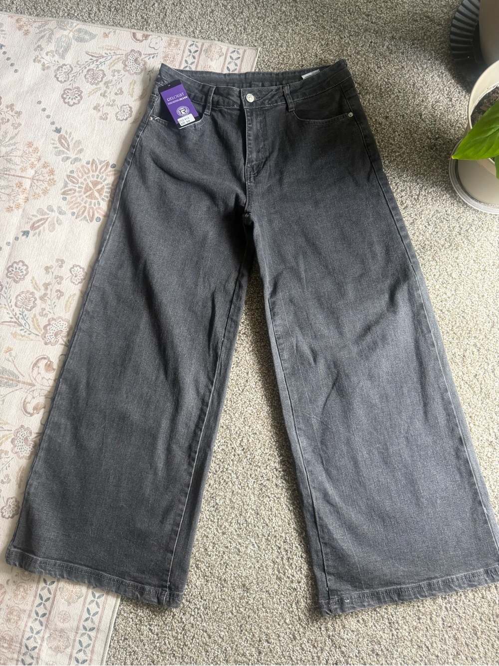 Wide Leg Black Denim Jeans
